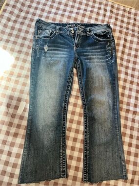 Series 31 Y2K Women's Dark Blue Bootcut Jeans with Faded Detailing